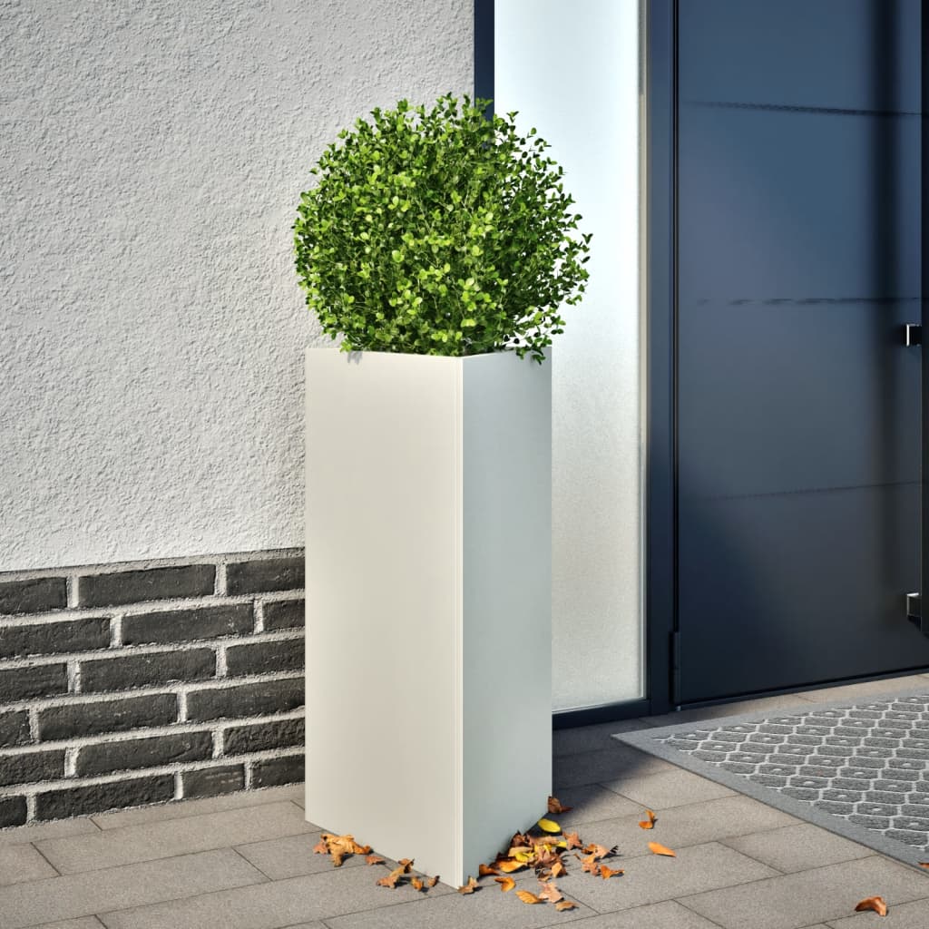 Garden Planter White Triangular 40x34.5x70 cm Steel - Decor Base