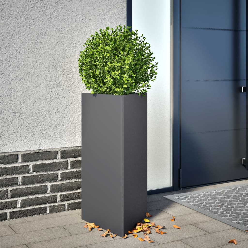 Garden Planters 2 pcs Anthracite Triangular 40x34.5x70 cm Steel - Decor Base