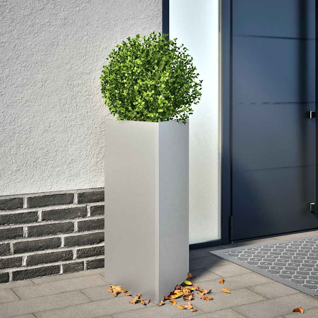 Garden Planter Triangular 40x40x75 cm Galvanized Steel - Decor Base