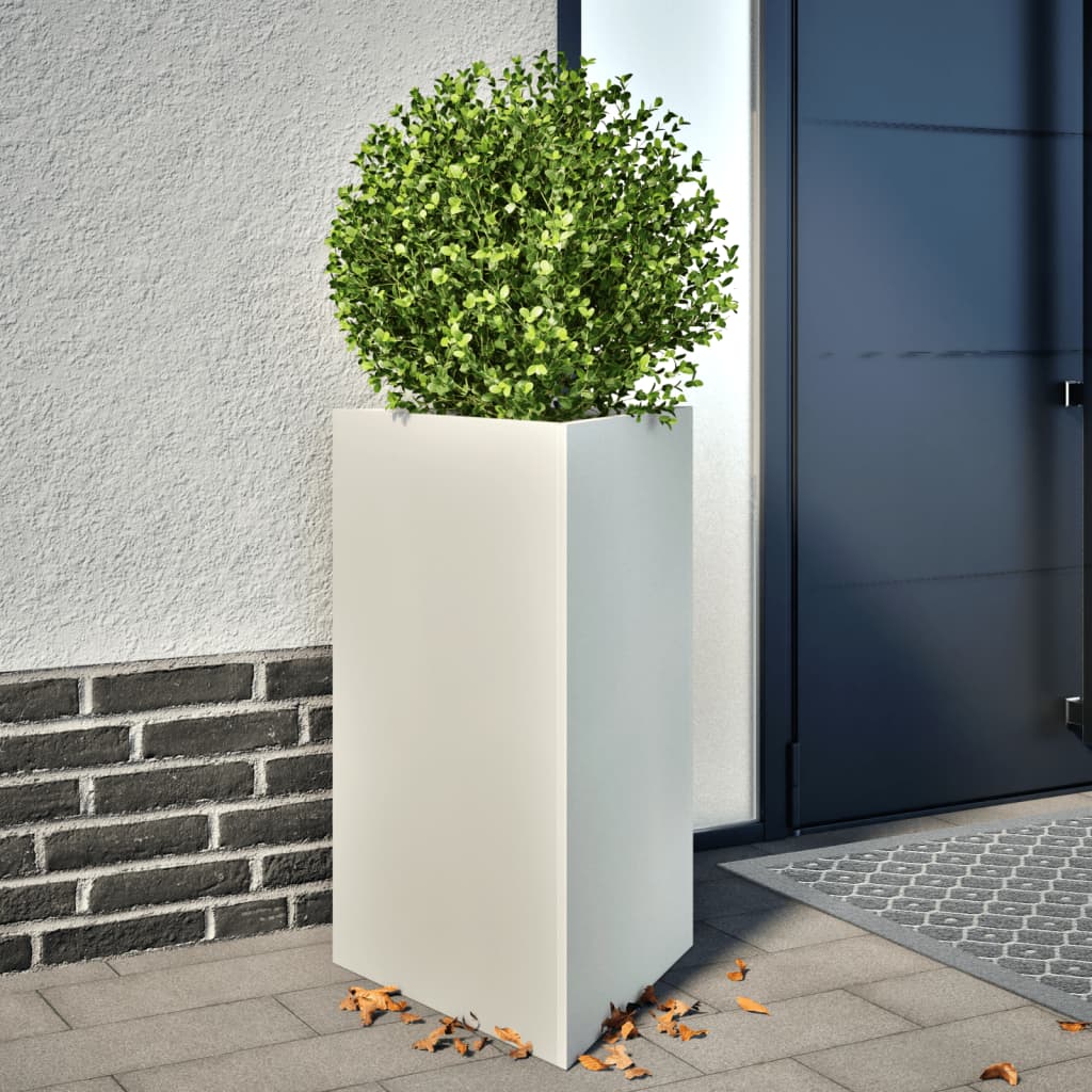 Garden Planters 2 pcs White Triangular 50x43x75 cm Steel - Decor Base