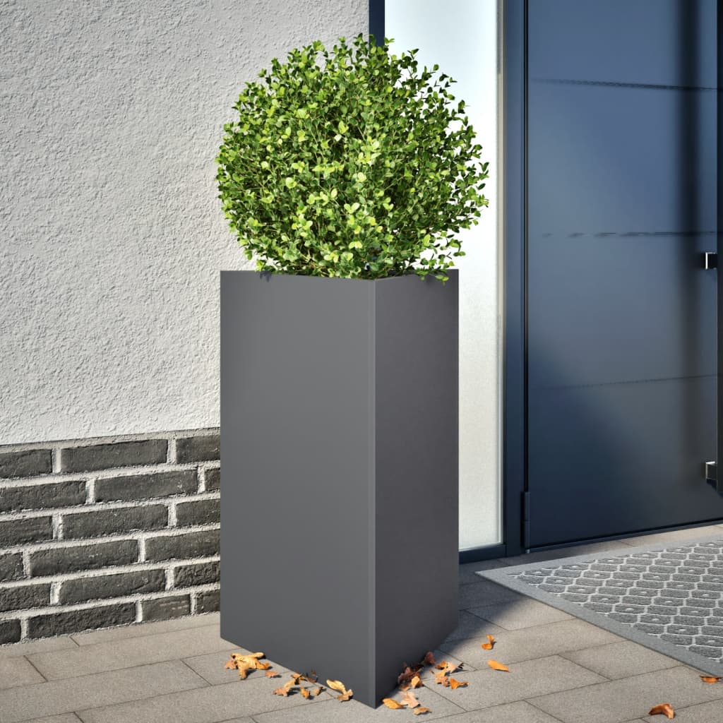 Garden Planter Anthracite Triangular 50x43x75 cm Steel - Decor Base