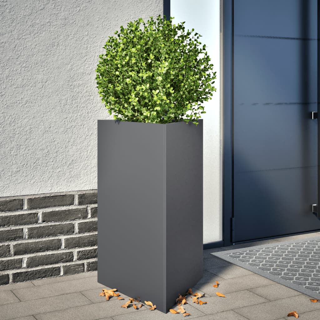 Garden Planters 2 pcs Anthracite Triangular 50x43x75 cm Steel - Decor Base