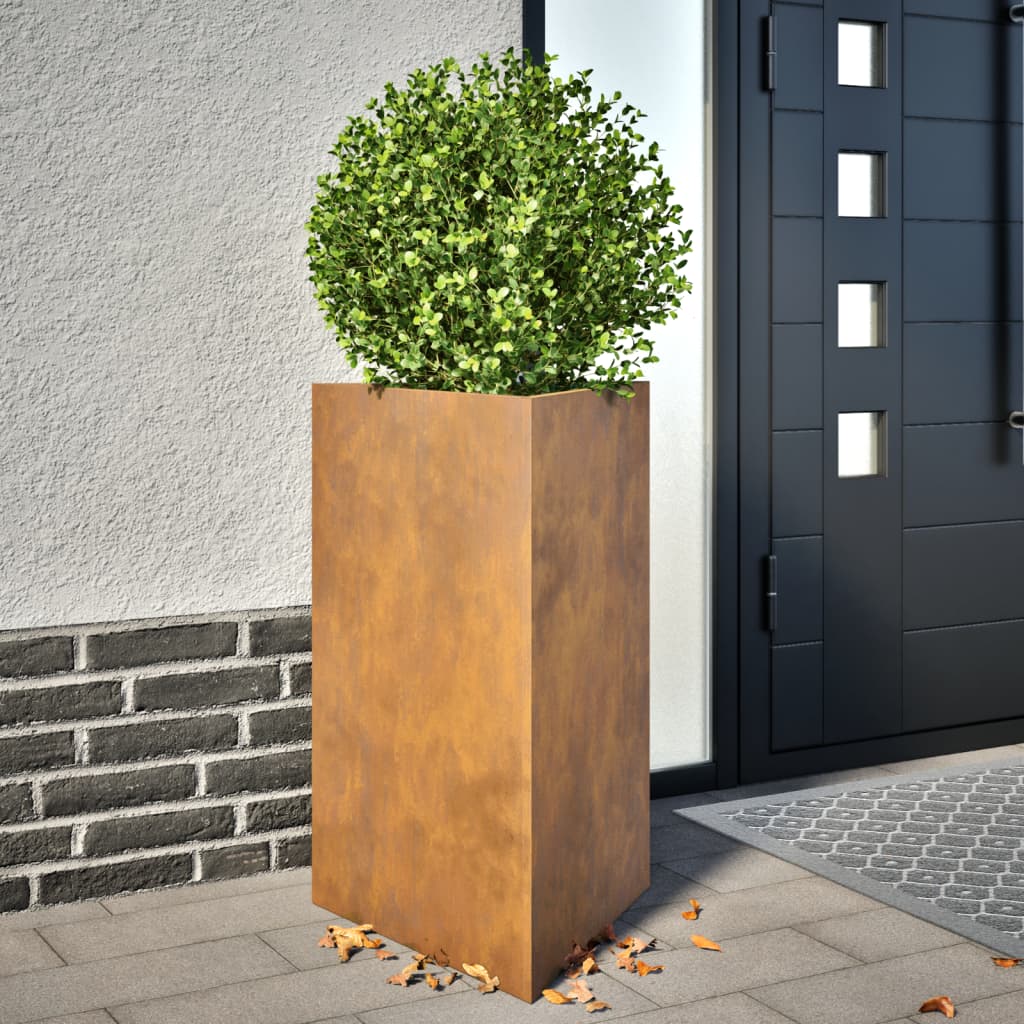 Garden Planters 2 pcs Triangular 50x43x75 cm Weathering Steel - Decor Base