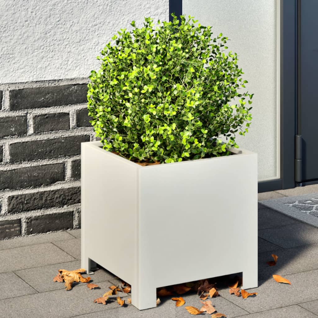 Garden Planters 2 Pieces White 30x30x30 cm Steel - R and M Furniture