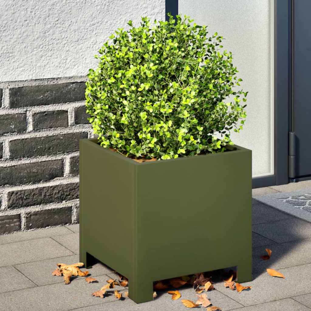Garden Planters 2 pcs Olive Green 30x30x30 cm Steel - Design Hut