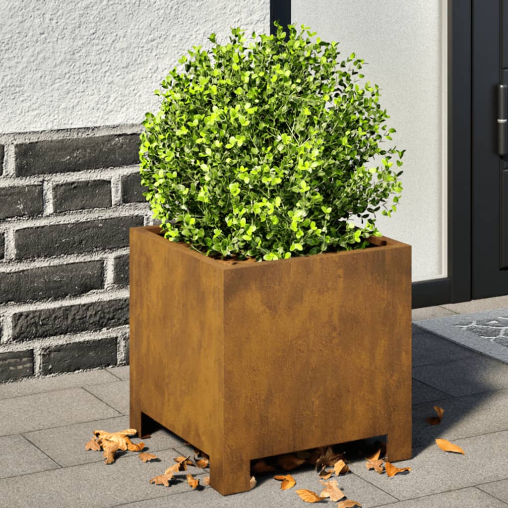 Garden Planters 2 pcs 30x30x30 cm Weathering Steel - vid-851198 - Design Hut
