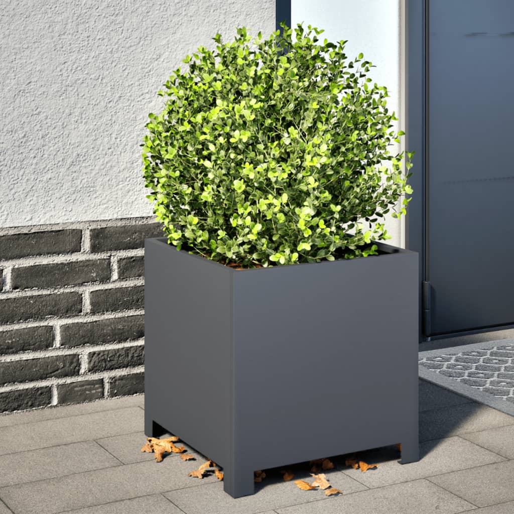 Garden Planters 2 pcs Anthracite 40x40x40 cm Steel - Design Hut