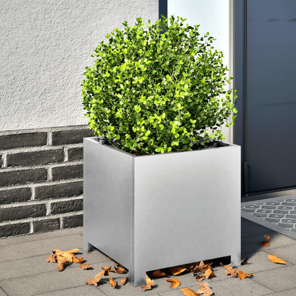 Garden Planters 2 pcs 40x40x40 cm Galvanised Steel - Design Hut