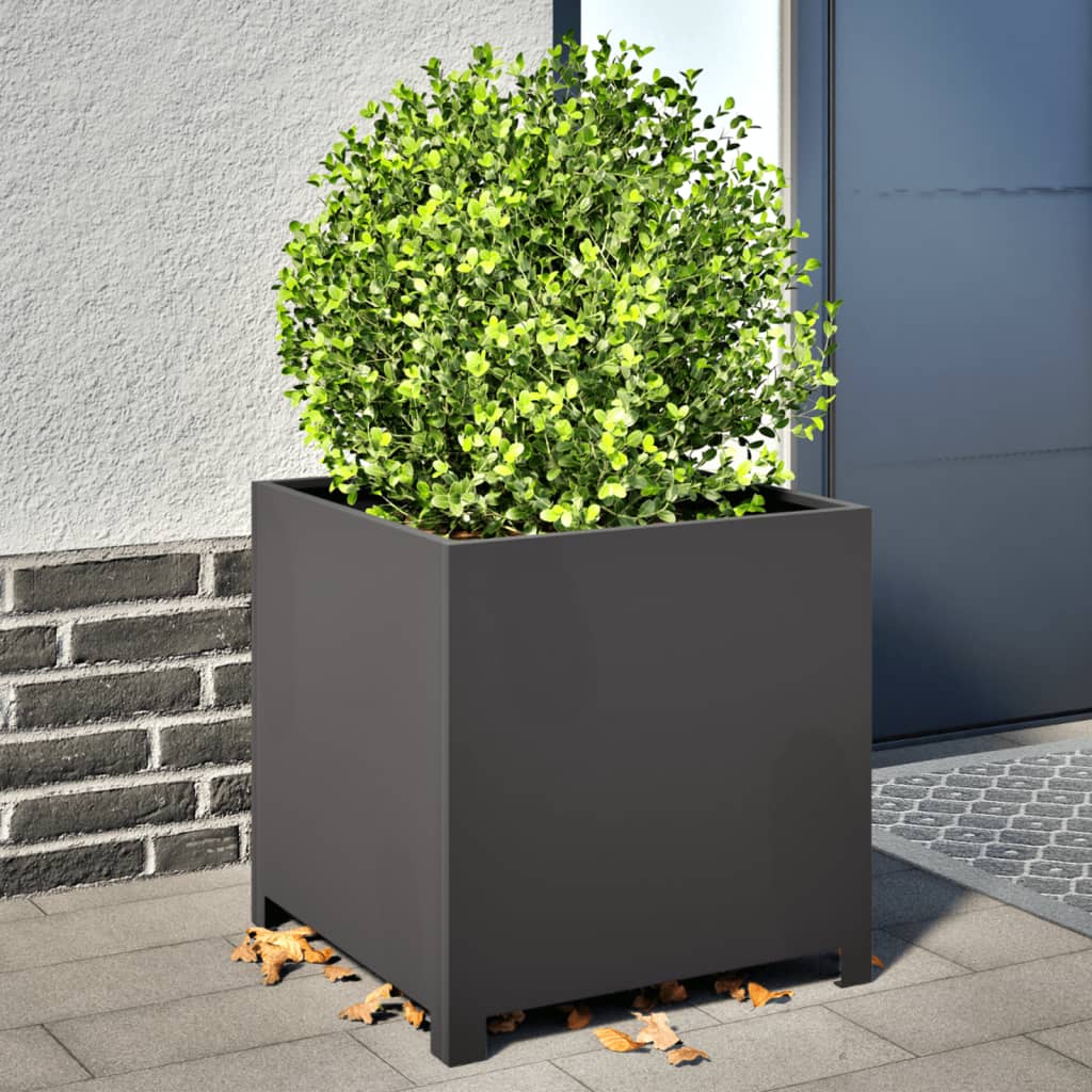 Garden Planter Black 50x50x50 cm Steel - Casper Homes