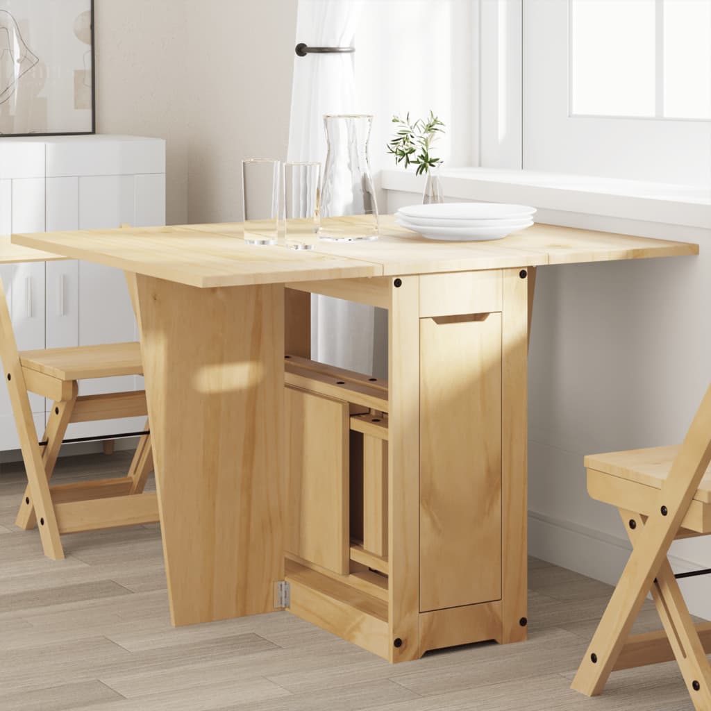 Butterfly Dining Table Foldable Corona Wax Brown Solid Wood Pine - Decor Base