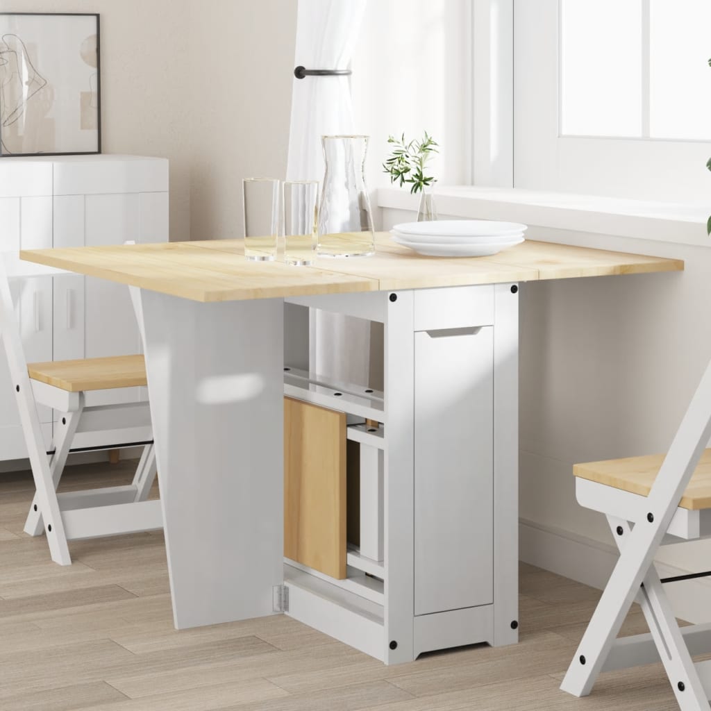 Butterfly Dining Table Foldable Corona White Solid Wood Pine - Decor Base