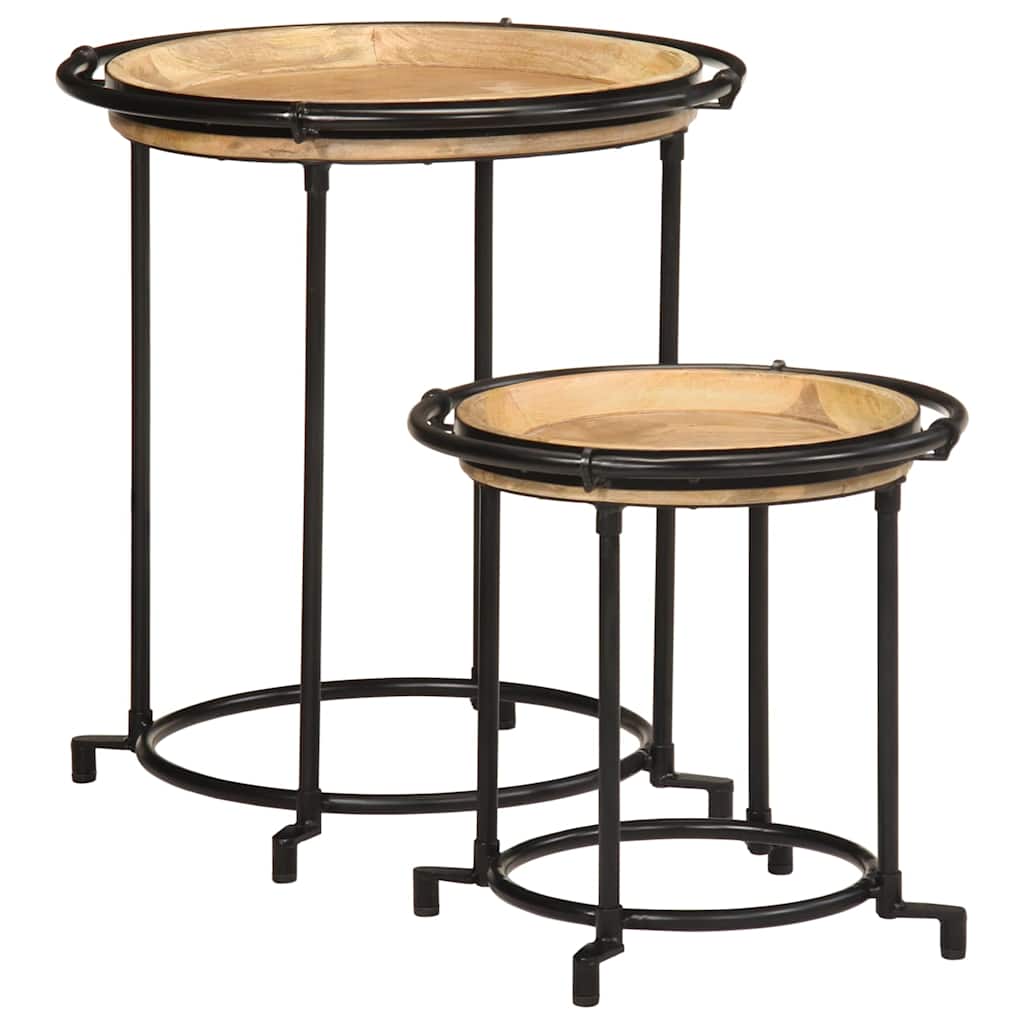 2 Piece Side Table Set Solid Wood Mango - Casper Homes