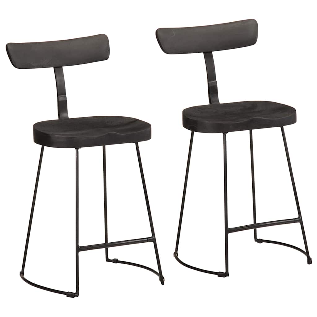Bar Stools 2 pcs Black 49x43x79 cm Solid Wood Mango - Millennium Furniture