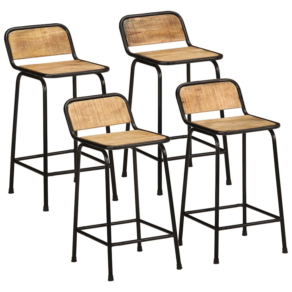 Bar Stools 4 pcs 46x35.5x80 cm Solid Wood Rough Mango - Tyrell & Tyrell