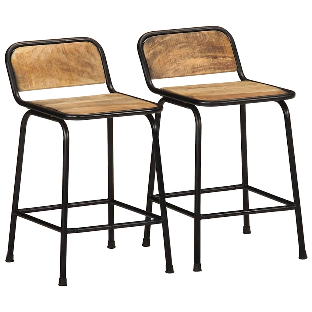 Bar Stools 2 pcs 46x35.5x70 cm Solid Wood Rough Mango - Style and Chic