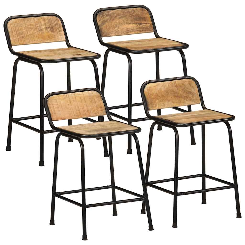 Bar Stools 4 pcs 46x35.5x70 cm Solid Wood Rough Mango - Casper Homes