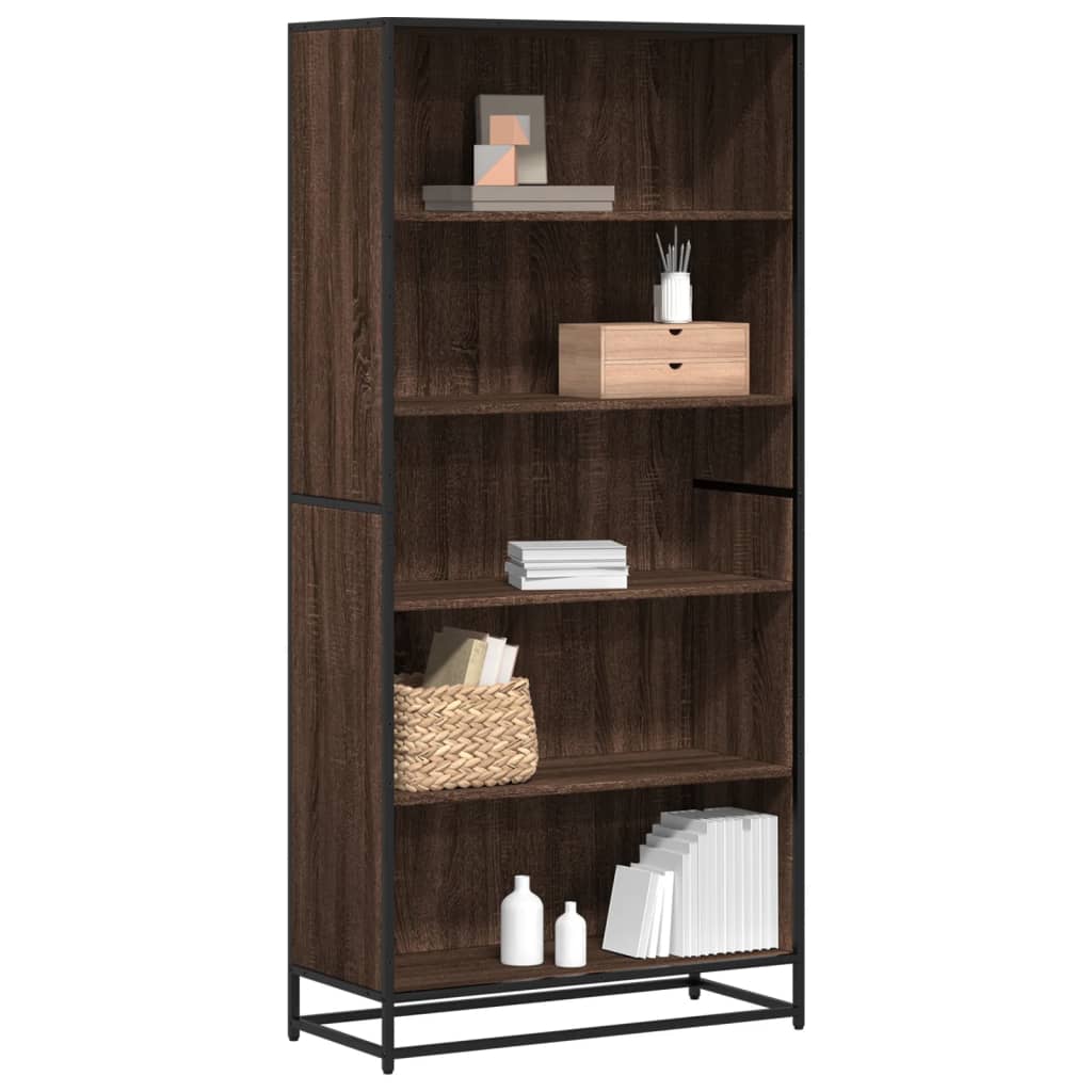 Bookcase Brown Oak 80.5x35x170.5 cm Engineered Wood - Brittle & Co