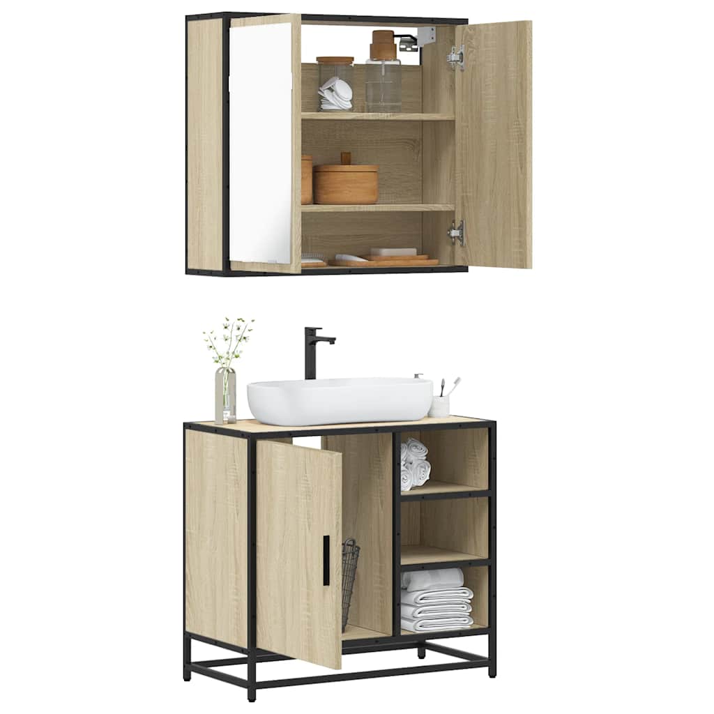2 Piece Bathroom Furniture Set Sonoma Oak Engineered Wood - Millennium Furniture
