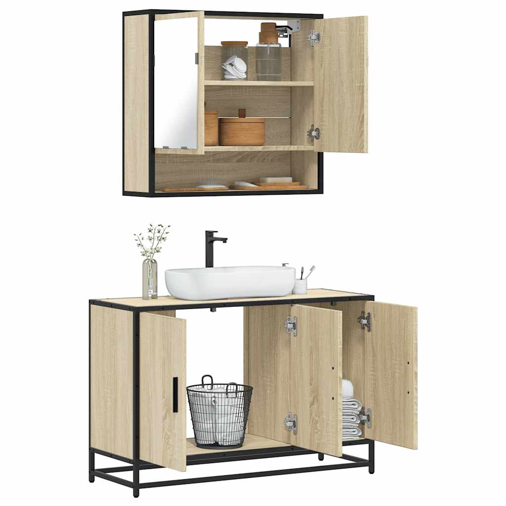 2 Piece Bathroom Furniture Set Sonoma Oak Engineered Wood - Style and Chic