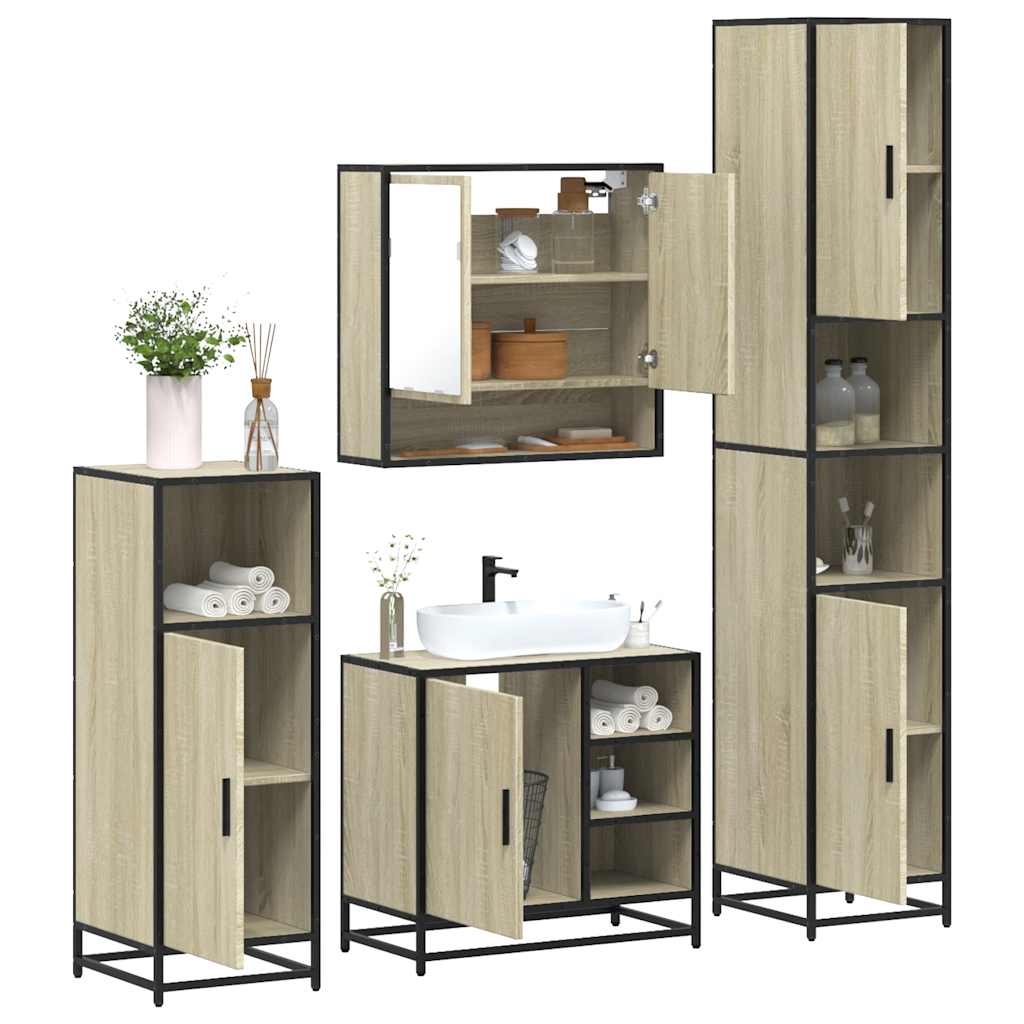 4 Piece Bathroom Furniture Set Sonoma Oak Engineered Wood - Millennium Furniture