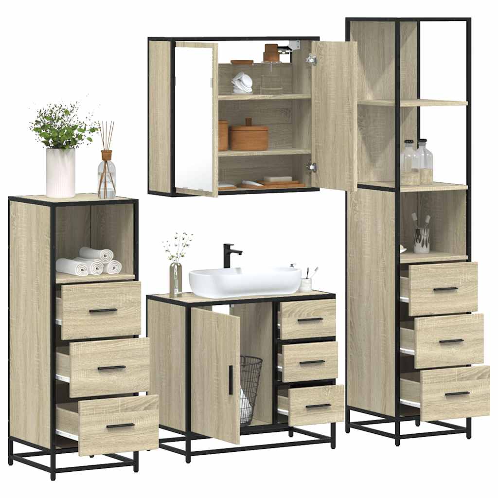 4 Piece Bathroom Furniture Set Sonoma Oak Engineered Wood - Tyrell & Tyrell