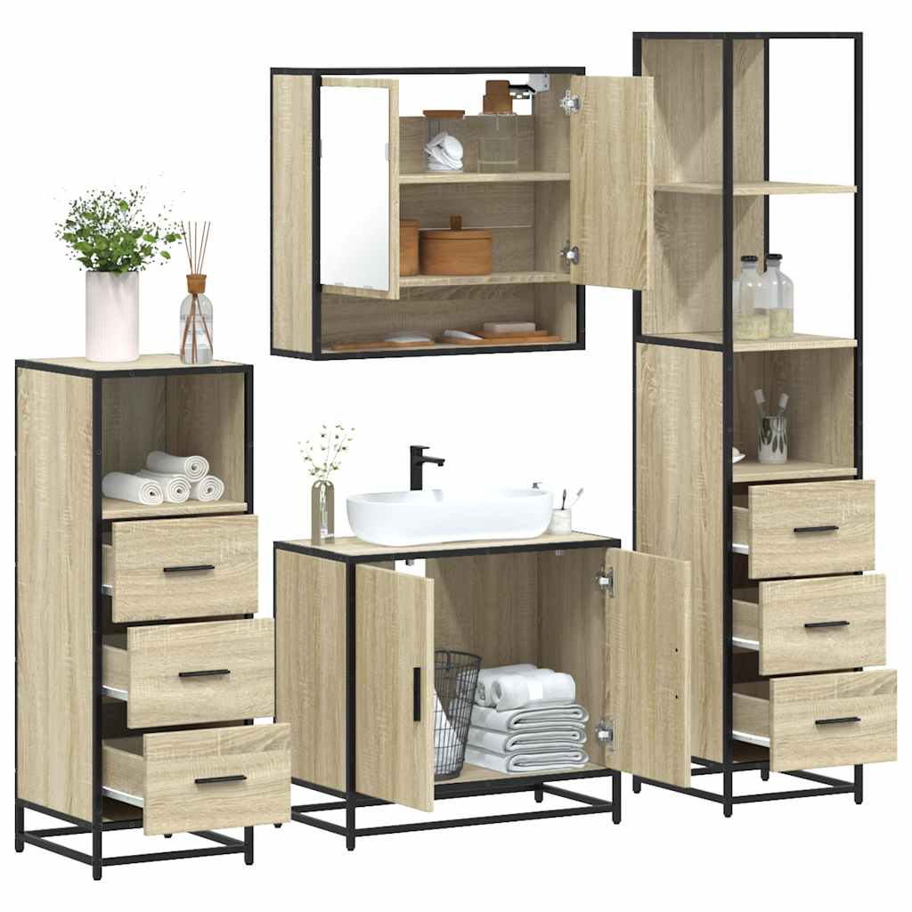 4 Piece Bathroom Furniture Set Sonoma Oak Engineered Wood - Tyrell & Tyrell