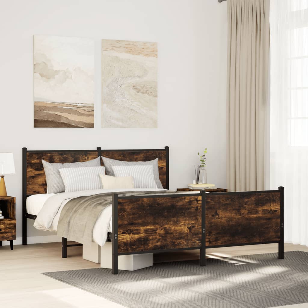 Metal Bedframe Smoked Oak 150x200cm King Size - Decor Base