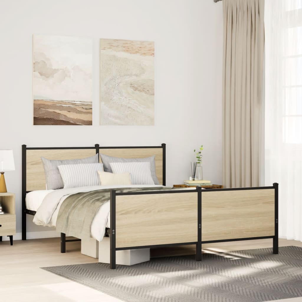 Metal Bedframe Sonoma Oak 140x190cm - Casper Homes