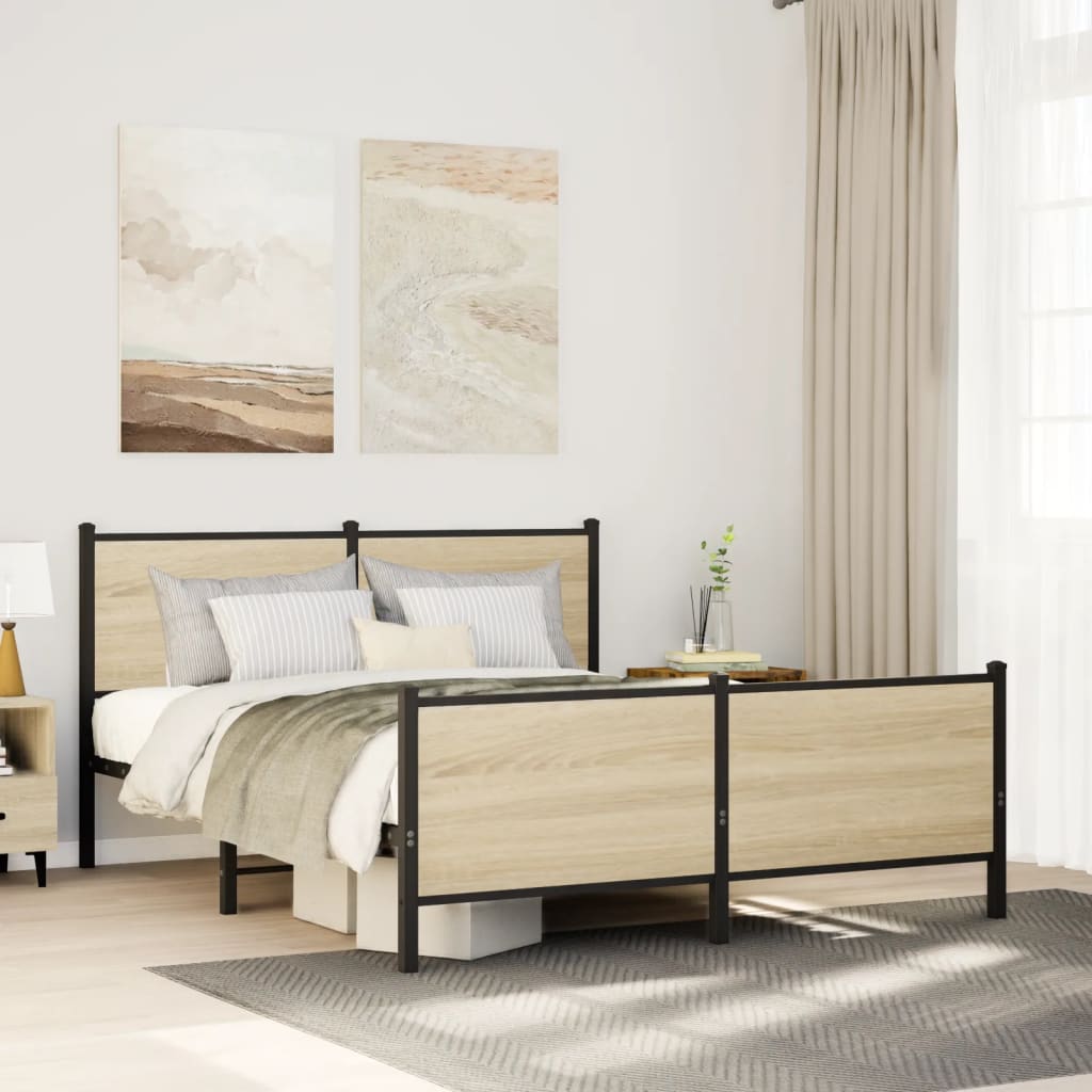 Metal Bedframe Sonoma Oak 140x200cm - Casper Homes