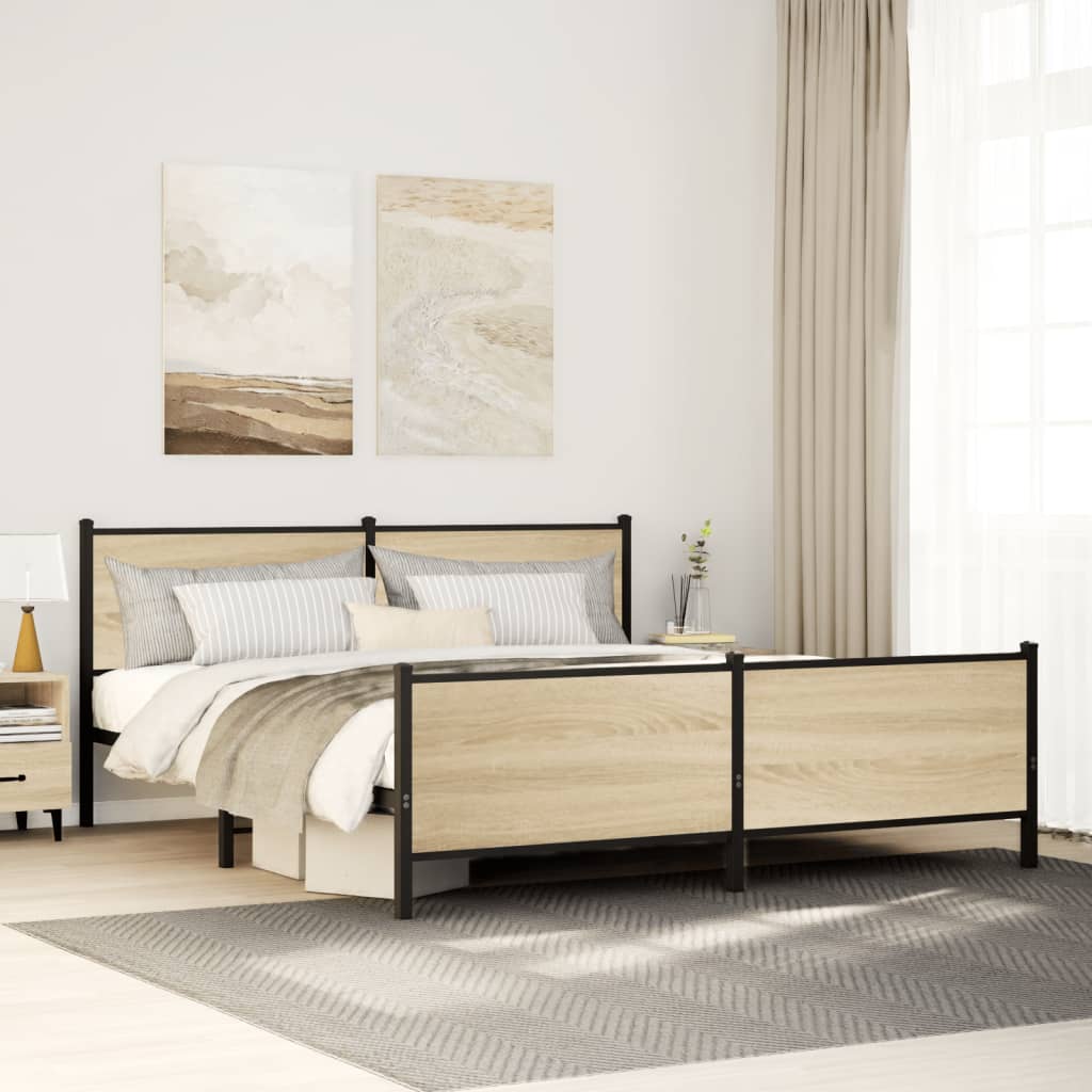 Metal Bedframe Sonoma Oak 180x200cm Super King - The Home Maker