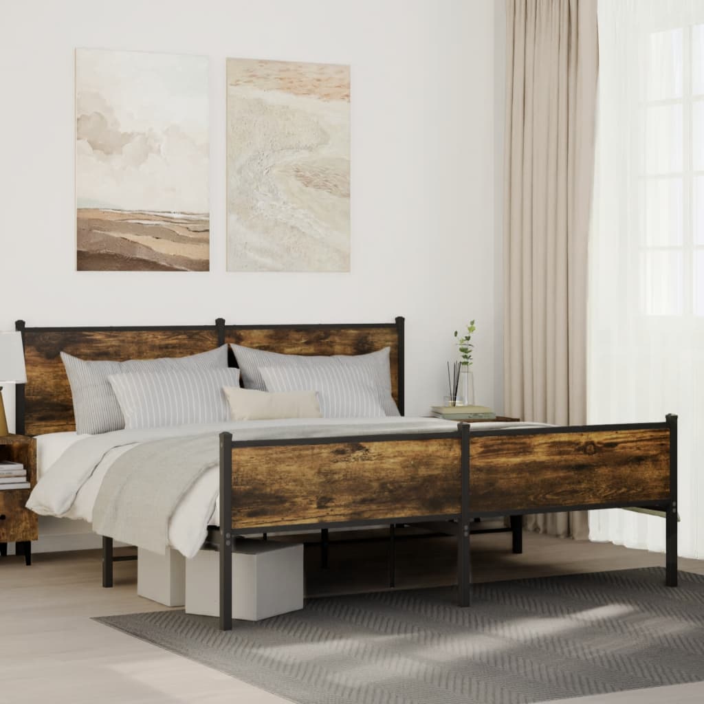 Metal Bedframe Smoked Oak 160x200cm - Casper Homes