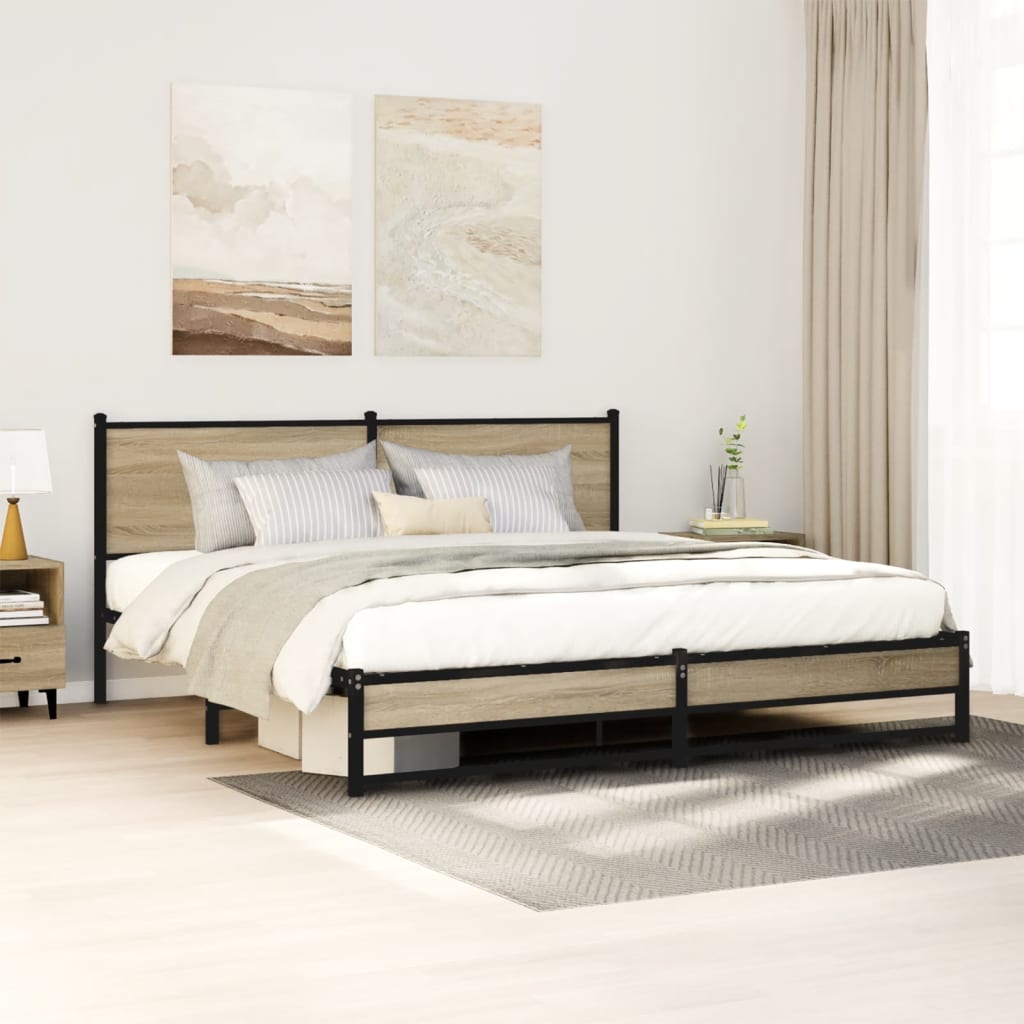 Metal Bedframe Sonoma Oak 183x213cm - Decor Base