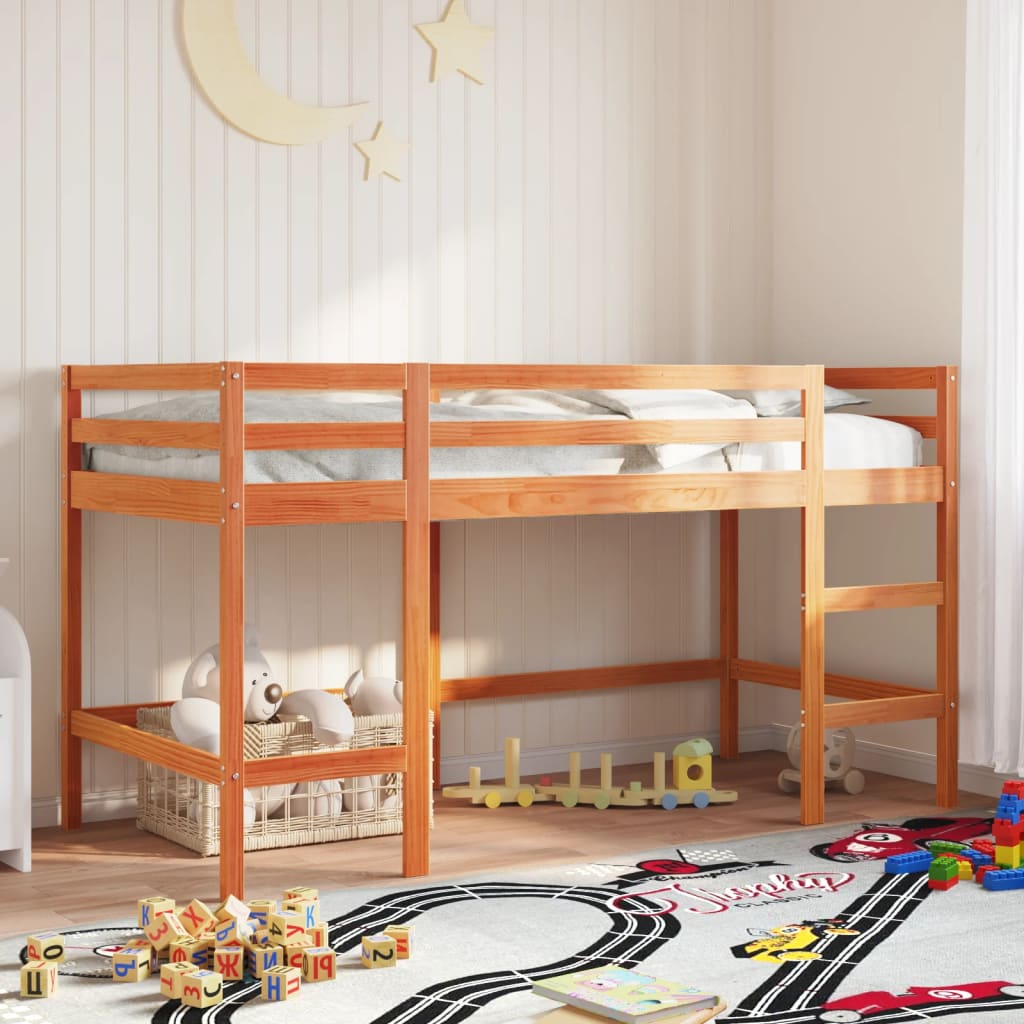 Kids Loft Bed with Ladder Wax Brown 90x200cm - Sid & Sam