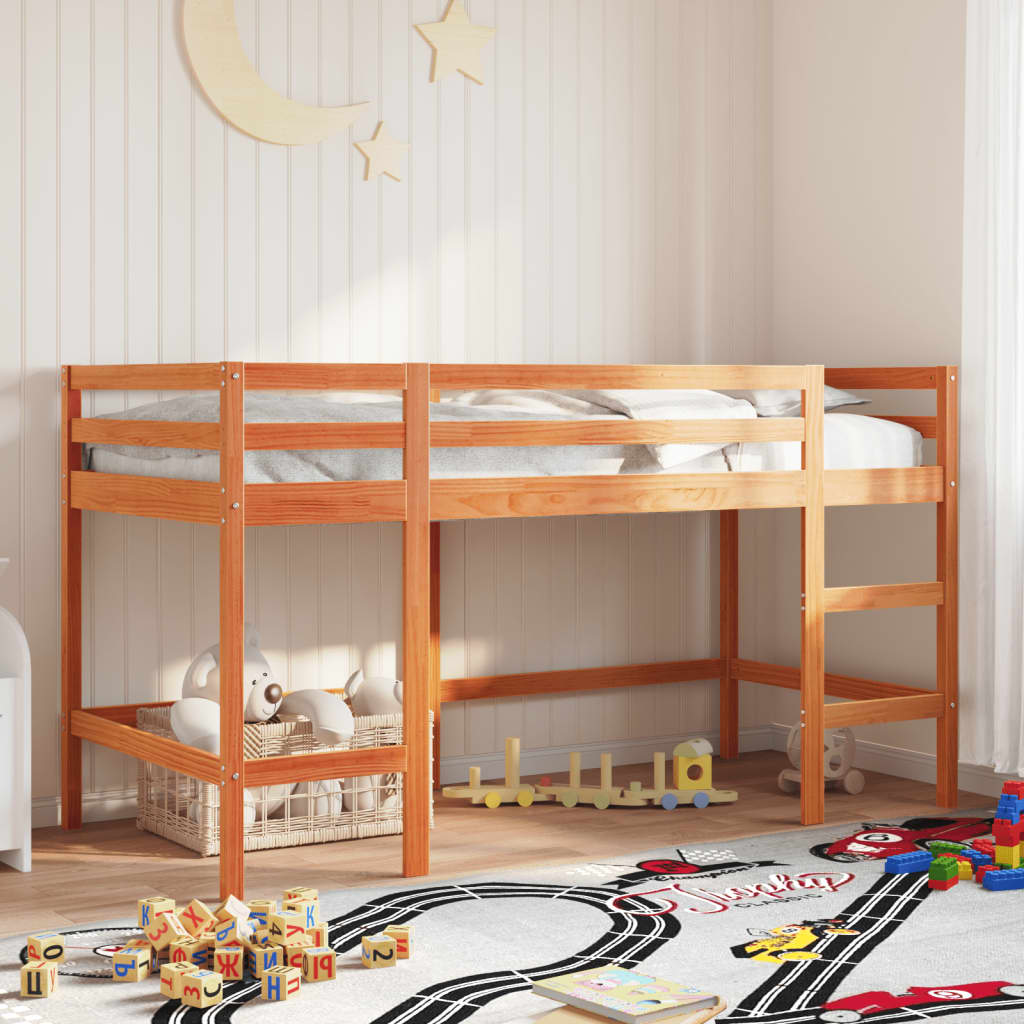 Kids Loft Bed with Ladder Wax Brown 90x190cm Single - Millennium Furniture