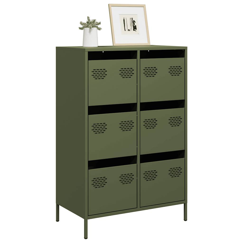Highboard Olive Green 68x39x101.5 cm Steel - Discount Dealers