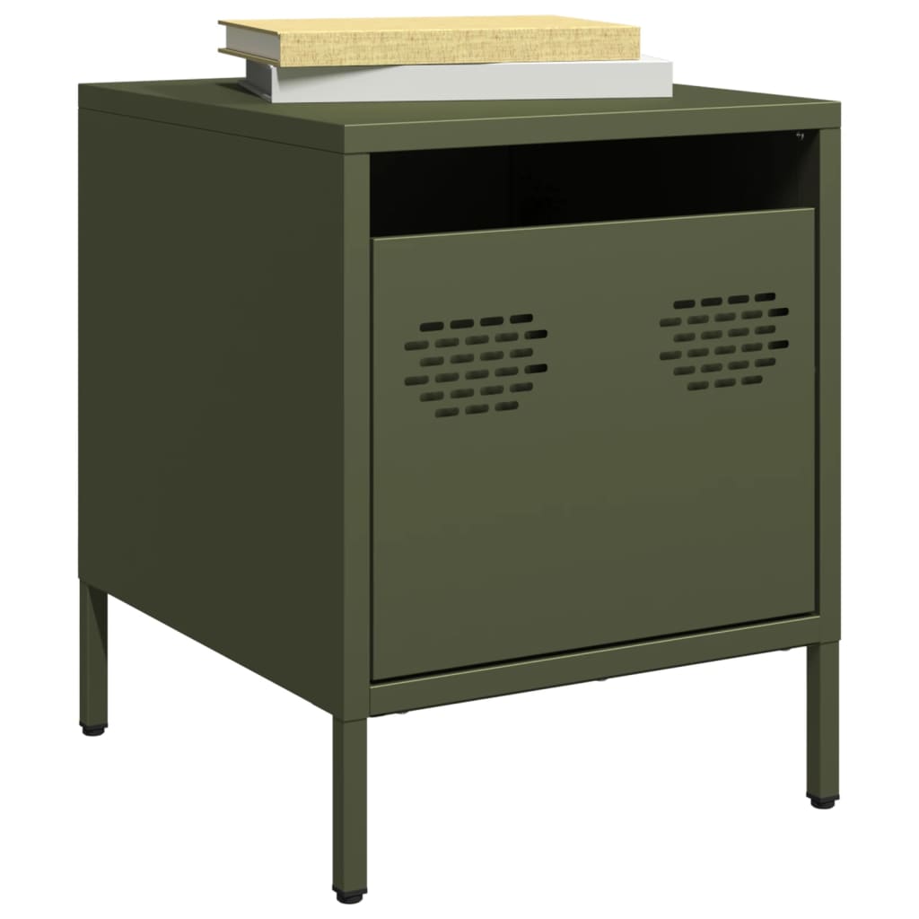 Bedside Cabinets 2 pcs Olive Green 35x39x43.5 cm Steel - Decor Base