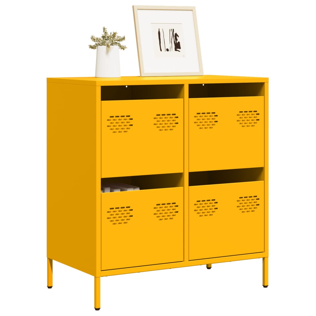 Sideboard Mustard Yellow 68x39x73.5 cm Cold-rolled Steel - Brittle & Co
