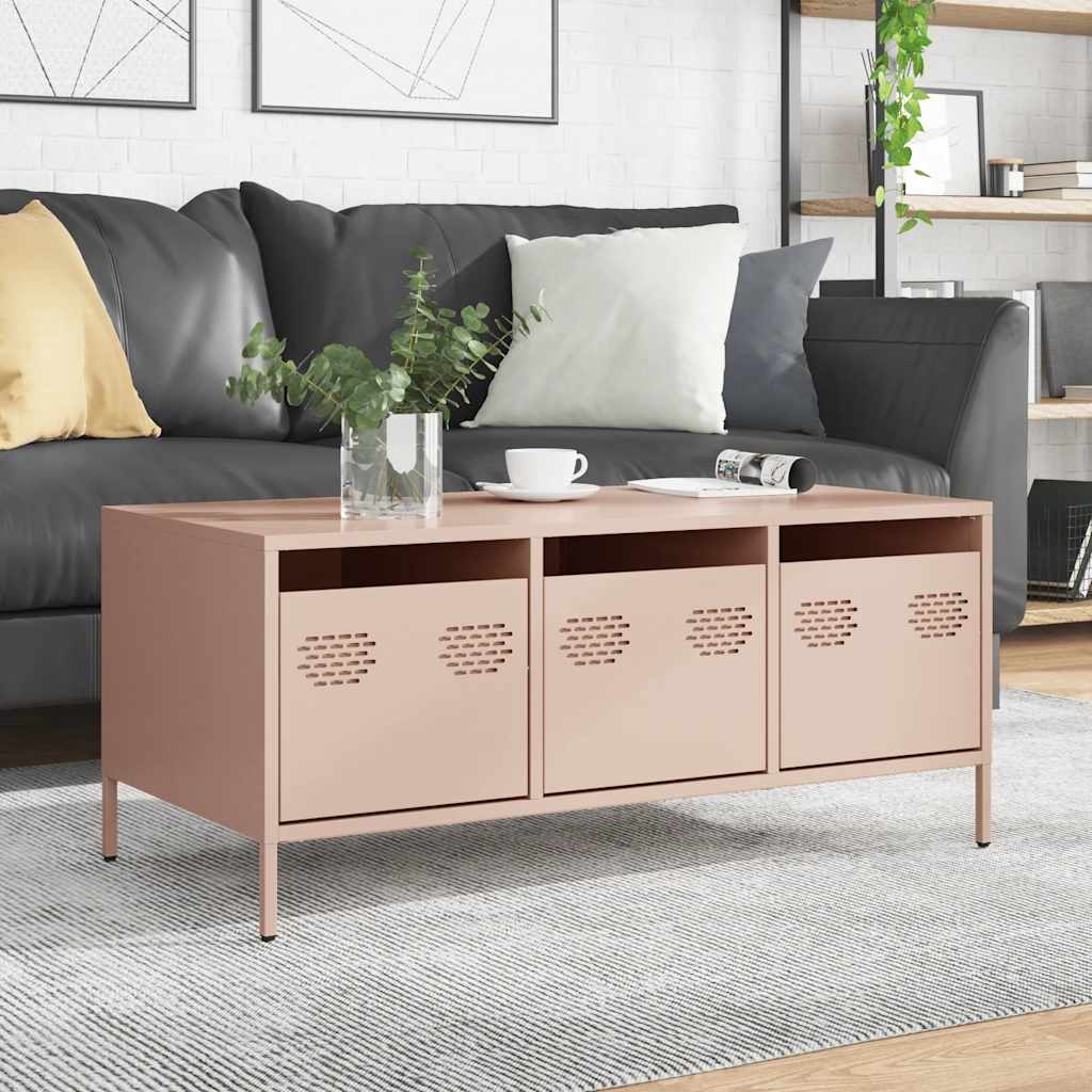 Coffee Table Pink 101.5x50x43.5 cm Cold-rolled Steel - Design Hut