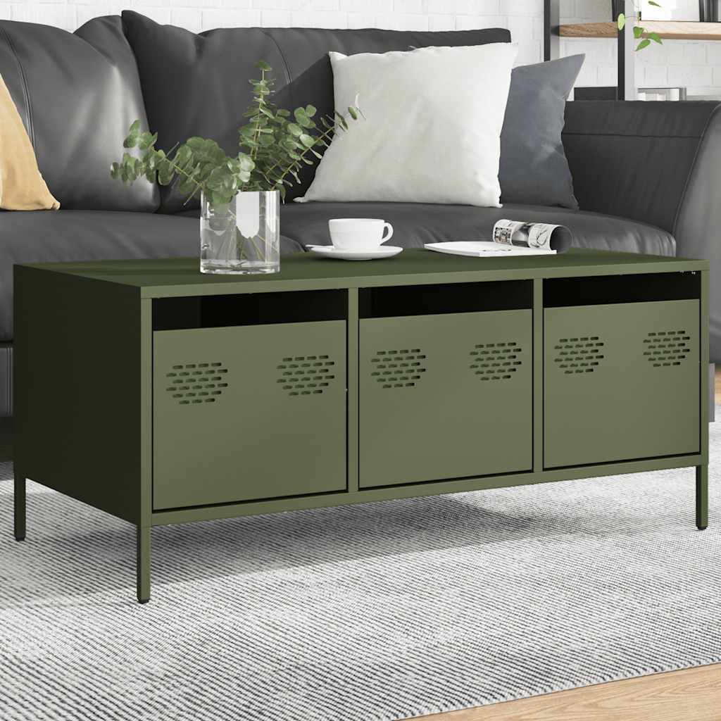 Coffee Table Olive Green 101.5x50x43.5 cm Cold-rolled Steel - Style and Chic