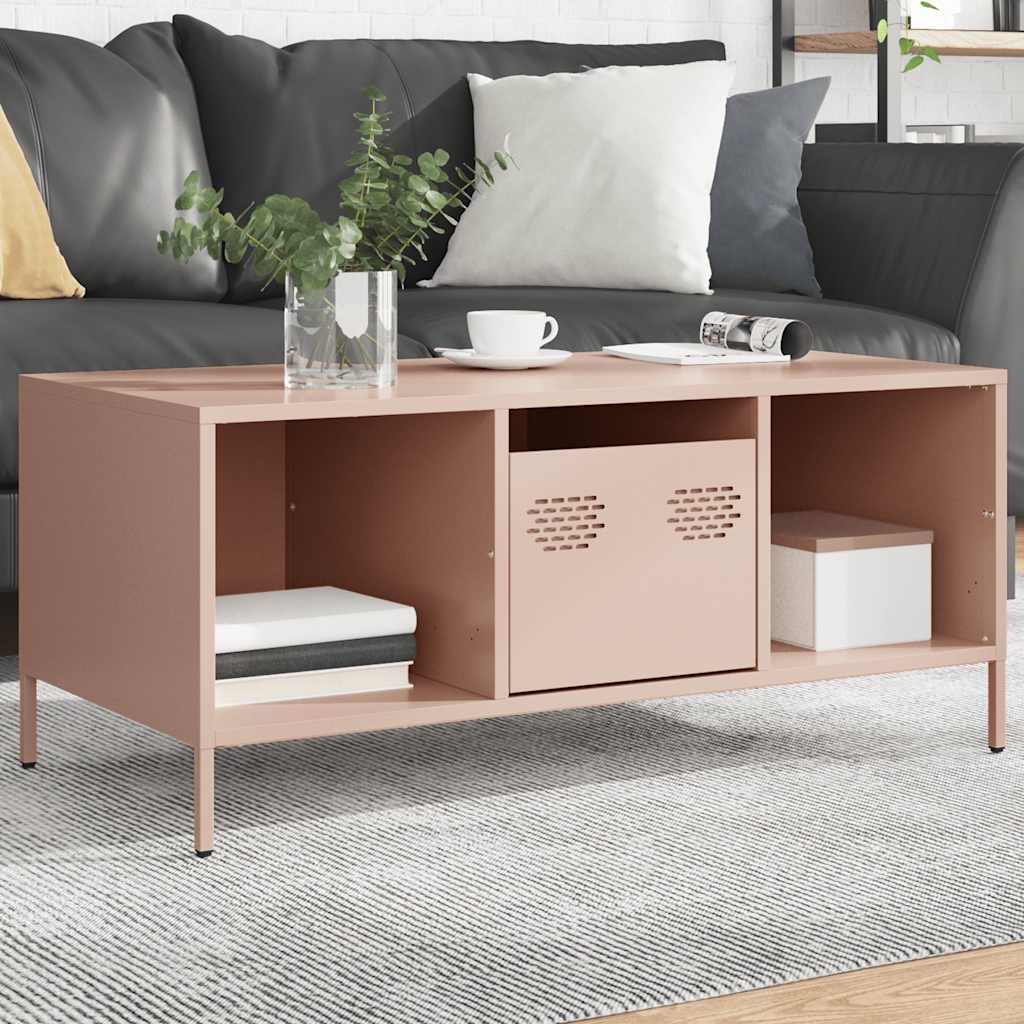 Coffee Table Pink 101.5x50x43.5 cm Cold-rolled Steel - Tyrell & Tyrell
