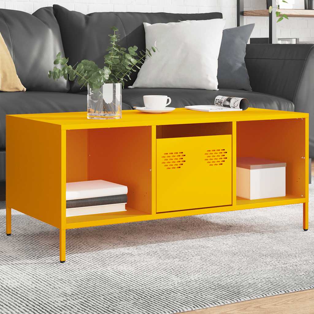 Coffee Table Mustard Yellow 101.5x50x43.5 cm Cold-rolled Steel - Discount Dealers
