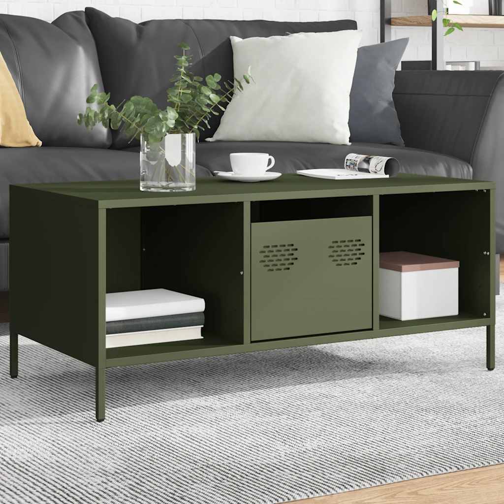 Coffee Table Olive Green 101.5x50x43.5 cm Cold-rolled Steel - Design Hut