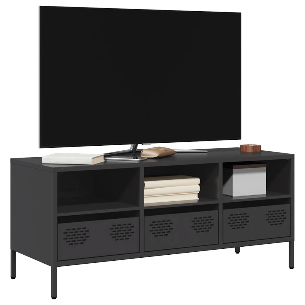 TV Cabinet Black 101.5x39x43.5 cm Cold-rolled Steel - Decor Base