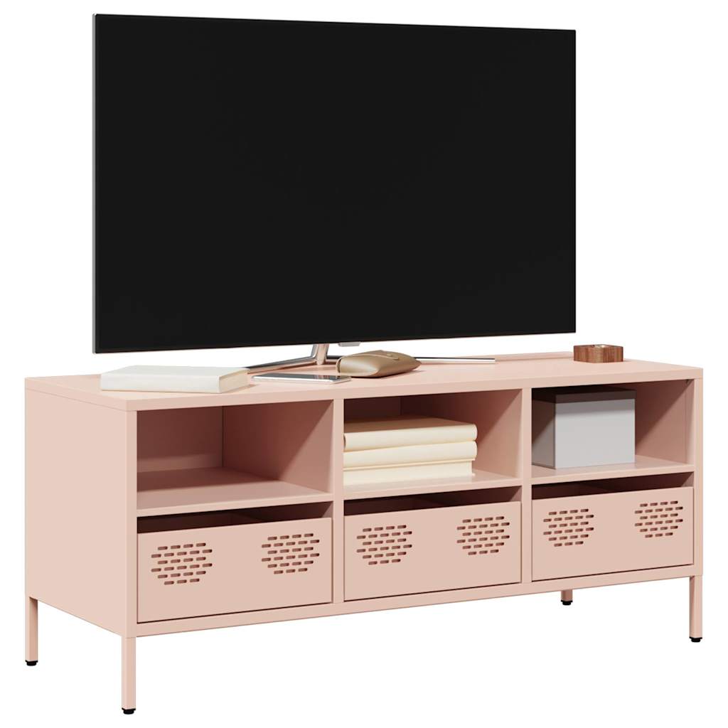 TV Cabinet Pink 101.5x39x43.5 cm Cold-rolled Steel - Unbeatable Bargains