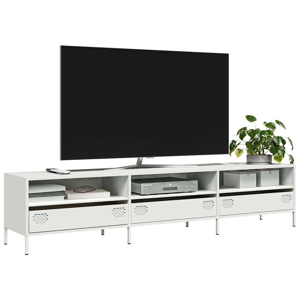 TV Cabinet White 202x39x43.5 cm Cold-rolled Steel - Tyrell & Tyrell