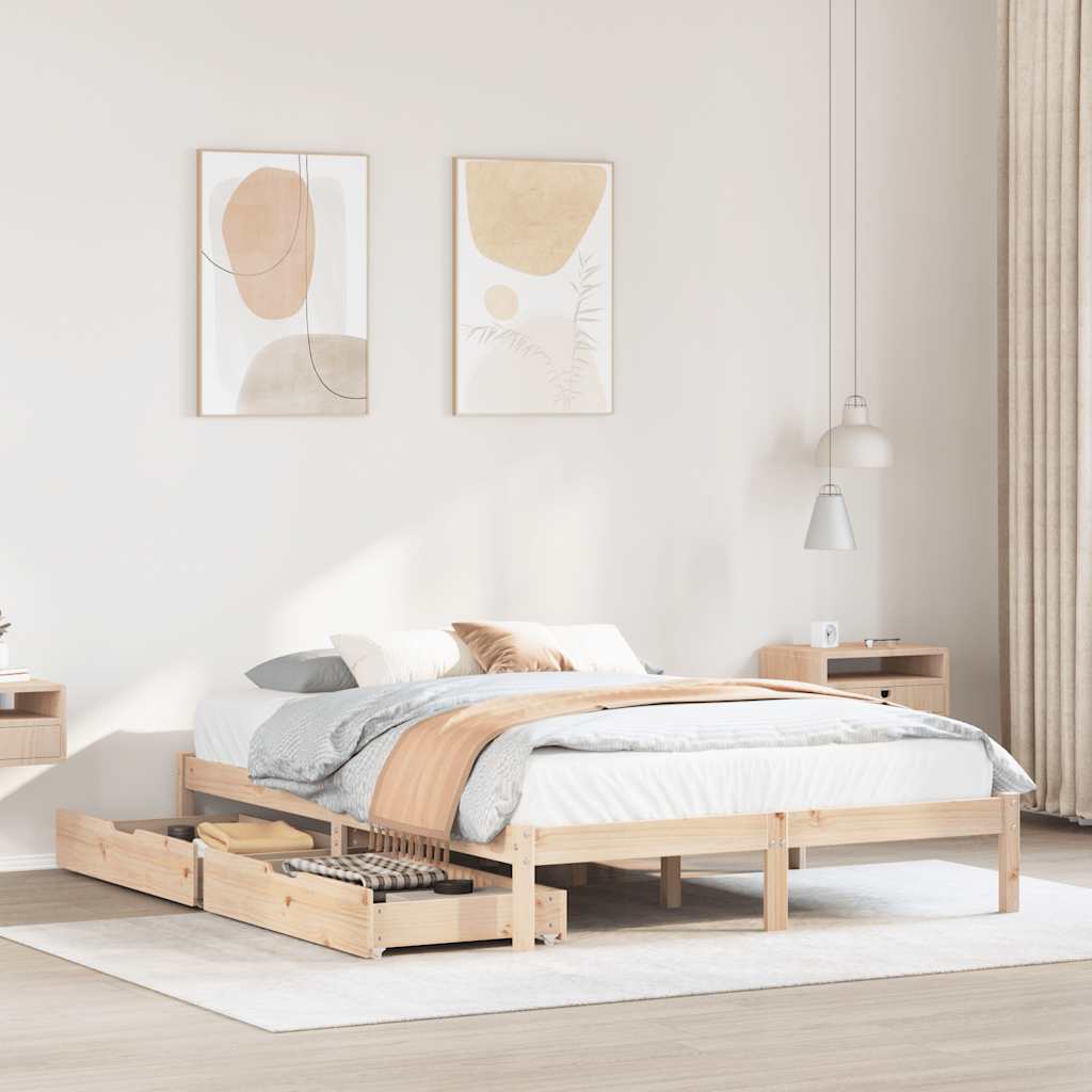 Bedframe 140x190cm Solid Wood Pine - Style and Chic