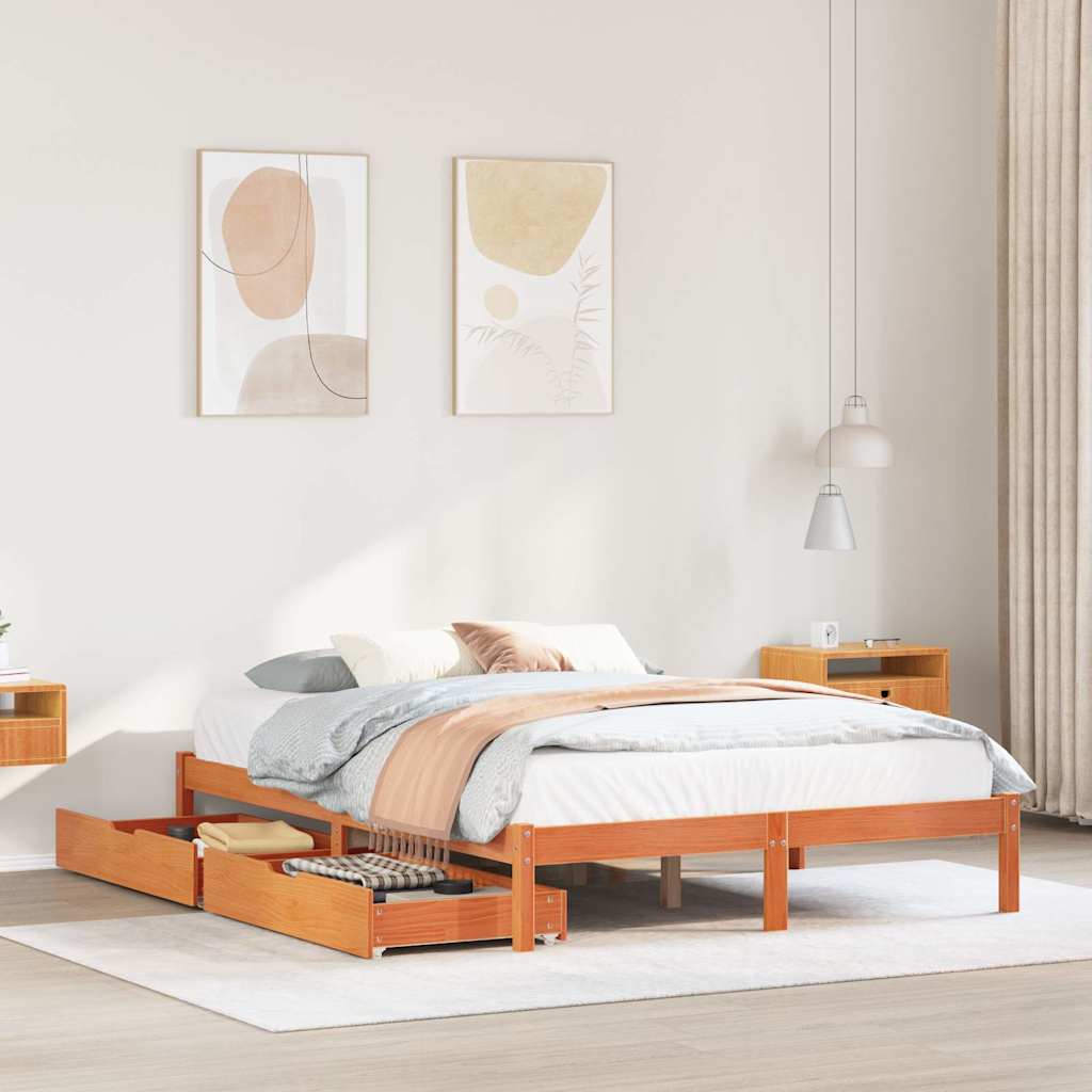 Bedframe Wax Brown 120x190cm Small Double Solid Wood Pine - All Things Good