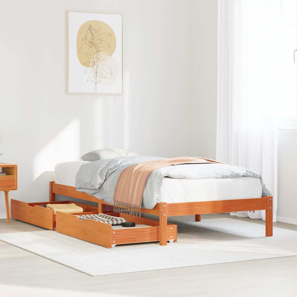 Bedframe Wax Brown 90x200cm Solid Wood Pine - Sid & Sam