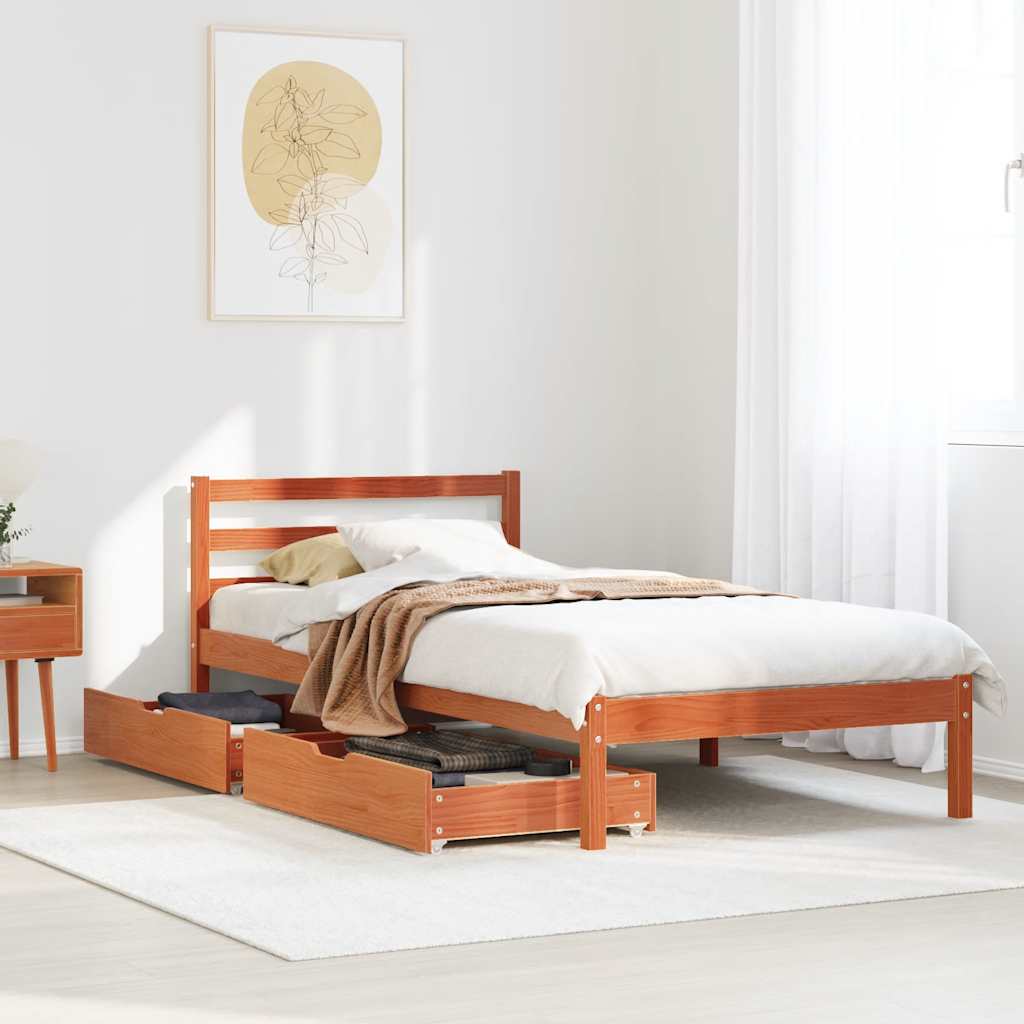 Bedframe Wax Brown 90x190cm Single Solid Wood Pine - Sid & Sam