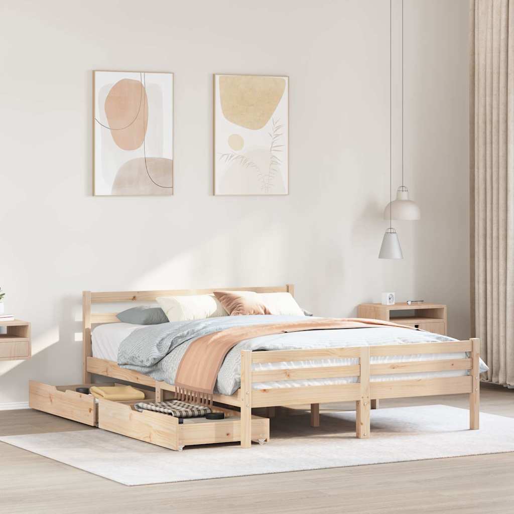 Bedframe 140x190cm Solid Wood Pine - Merkel Designers